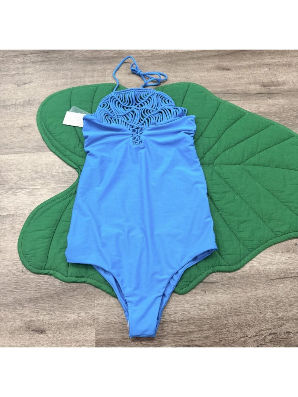 Mikoh Swim Womens XL Moorea Azure Blue Macrame One Piece Bathing Suit